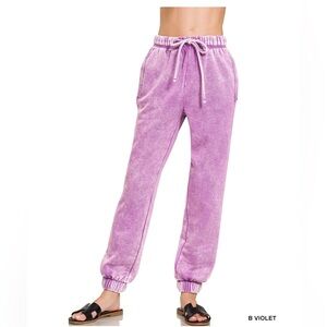 NEW! Zenana Acid Wash Jogger in Violet